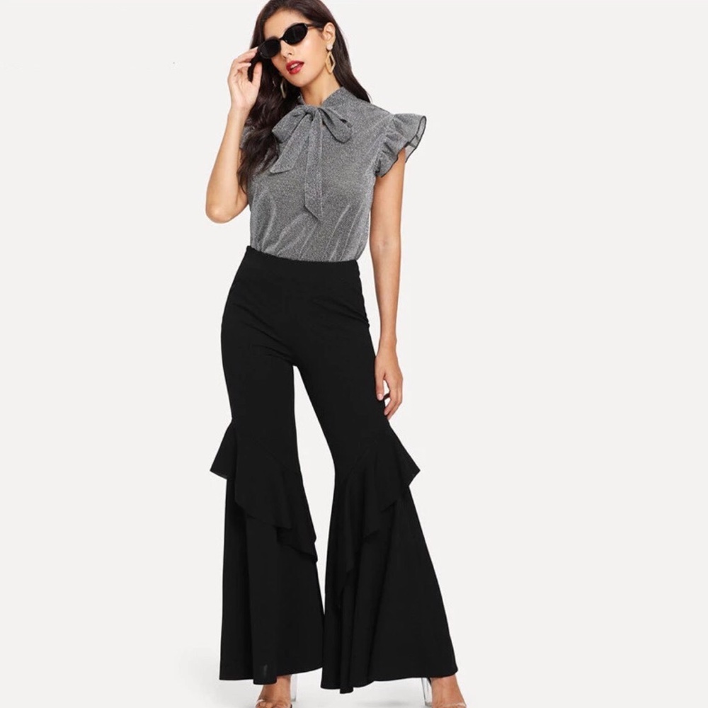 Metallic Silver Láme Tie Top - Picture 4 of 5